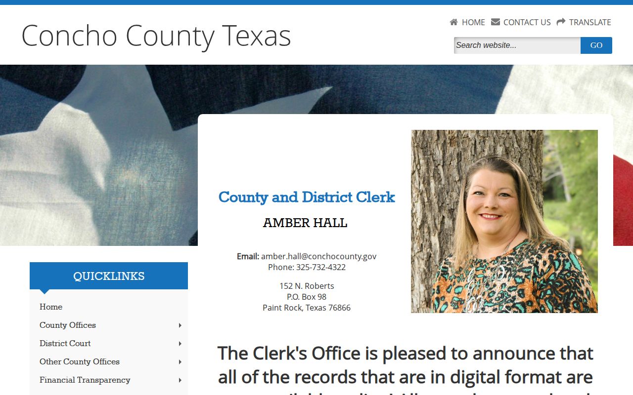 Concho County release record clerk access
